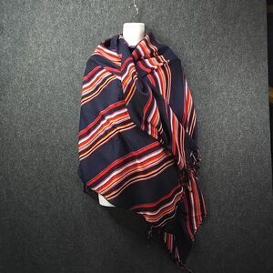 Gorgeous Tory Burch Shawl Wrap Striped Multicolor Logo Classy Versatile